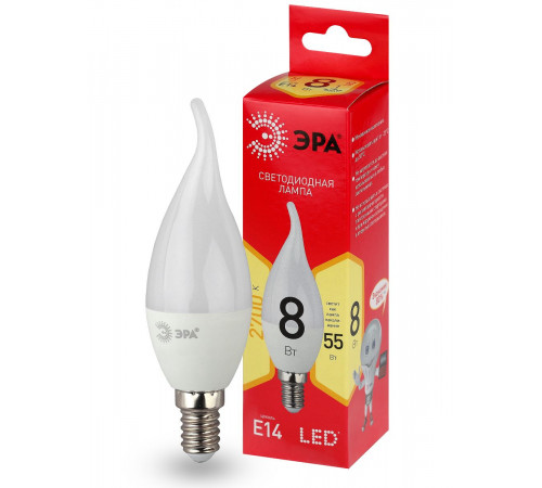 Лампа светодиодная Эра E14 8W 2700K LED BXS-8W-827-E14 R Б0051853