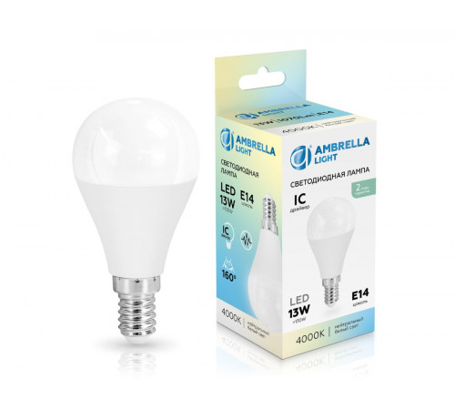 Светодиодная лампа Ambrella Light Bulbing E14 13W 4000K шар 451314