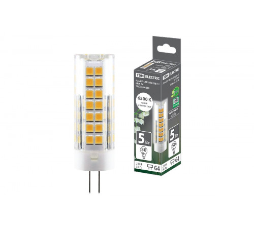 Лампа светодиодная TDM Electric G4 5W 6500K прозрачная SQ0340-0218