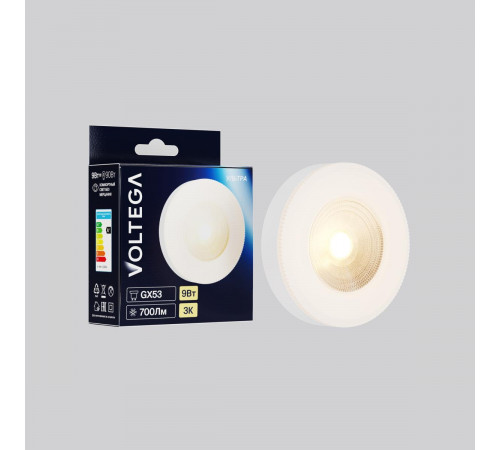 Светодиодная лампа Voltega Ультра Стандарт GX53 Lens 9Вт 3000K 3080