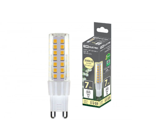 Лампа светодиодная TDM Electric G9 7W 3000K прозрачная SQ0340-0225