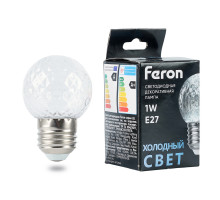 Лампа светодиодная Feron LB-385 шар прозрачный E27 1W 230V 6400K 52176
