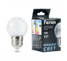 Лампа светодиодная Feron LB-385 шар прозрачный E27 1W 230V 6400K 52176