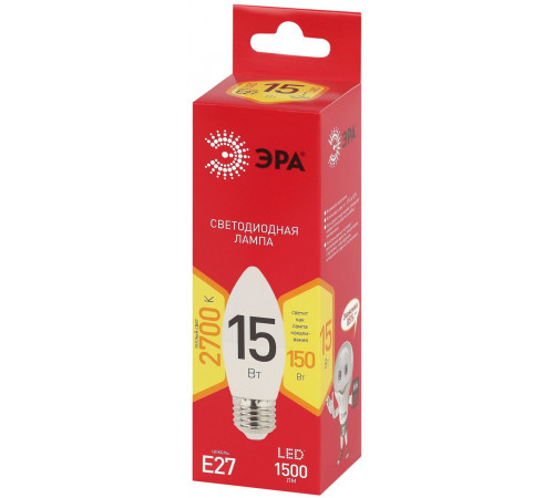 Лампа светодиодная Эра RED LINE LED B35-15W-827-E27 R 15Вт свеча Б0070088