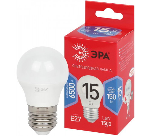 Лампа светодиодная Эра RED LINE LED P45-15W-865-E27 R 15Вт шар Б0070104