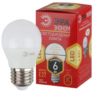 Светодиодная лампа Эра ECO LED P45-6W-827-E27 Б0020629