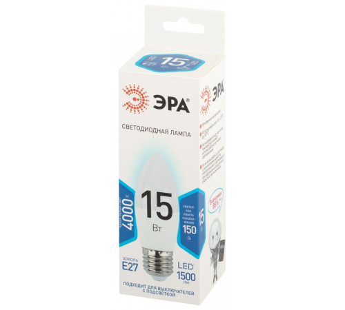 Лампа светодиодная Эра STD LED B35-15W-840-E27 4000K свеча