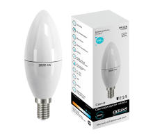 Лампа светодиодная Gauss E14 6W 4100K свеча матовая LD33126