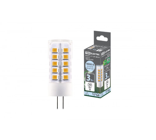 Лампа светодиодная TDM Electric G4 3W 4000K прозрачная SQ0340-0094
