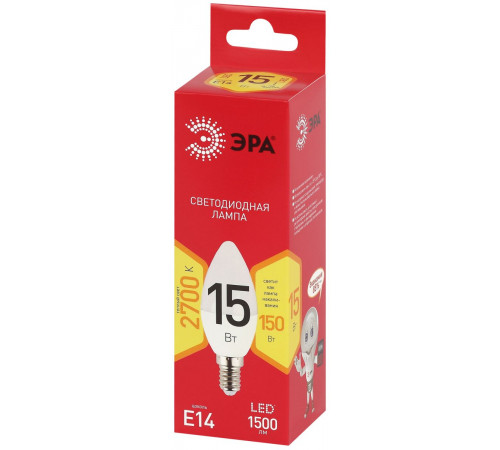 Лампа светодиодная Эра RED LINE LED B35-15W-827-E14 R 15Вт свеча Б0070087
