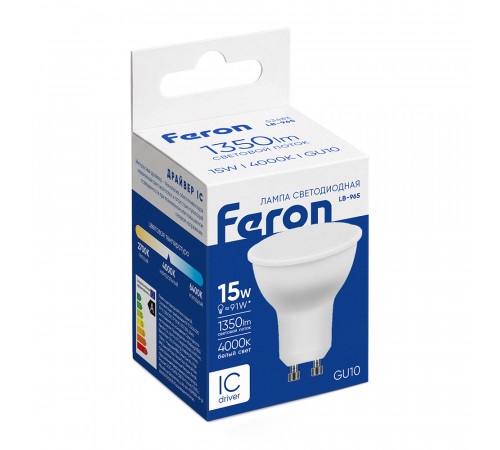 Лампа светодиодная Feron LB-965 MR16 GU10 15W 175-265V 4000K 53483