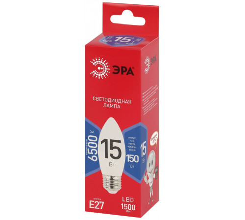 Лампа светодиодная Эра RED LINE LED B35-15W-865-E27 R 15Вт свеча Б0070092