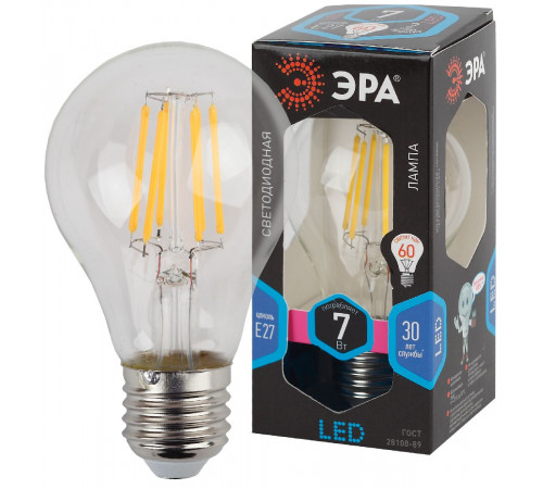Лампа светодиодная Эра E27 7W 4000K F-LED A60-7W-840-E27 Б0043447 Лампа светодиодная Эра E27 7W 4000K F-LED A60-7W-840-E27 Б0043447