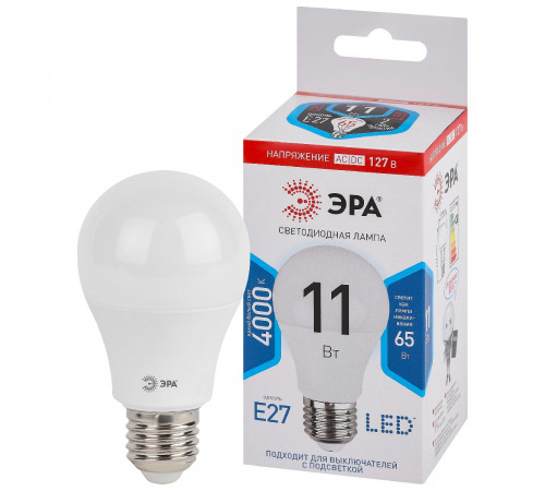 Лампа светодиодная Эра E27 11W 4000K LED A60-11W-127V-840-E27 Б0049100