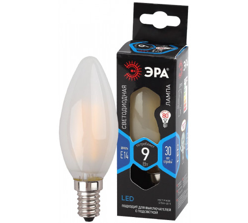 Лампа светодиодная Эра E14 9W 4000K F-LED B35-9w-840-E14 frost Б0046996 Лампа светодиодная Эра E14 9W 4000K F-LED B35-9w-840-E14 frost Б0046996