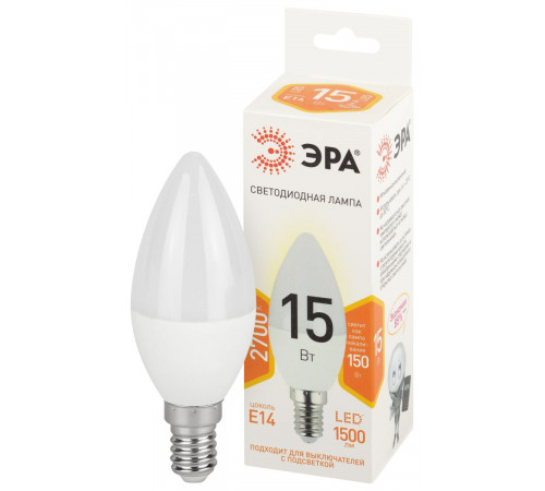 Лампа светодиодная Эра STD LED B35-15W-827-E14 2700K свеча