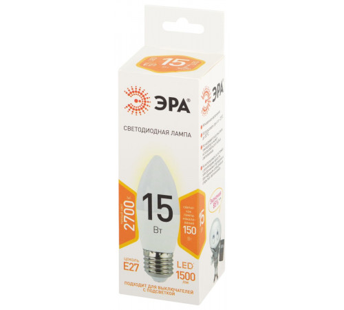 Лампа светодиодная Эра STD LED B35-15W-827-E27 2700K свеча