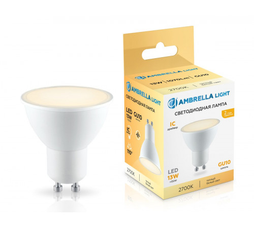 Светодиодная лампа Ambrella Light Bulbing GU10 13W 2700K 181303 Светодиодная лампа Ambrella Light Bulbing GU10 13W 2700K 181303