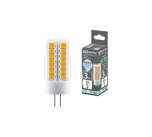 Лампа светодиодная TDM Electric G4 3W 4000K прозрачная SQ0340-0211