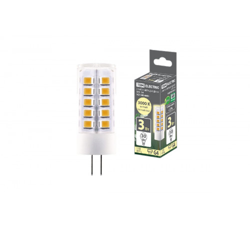 Лампа светодиодная TDM Electric G4 3W 3000K прозрачная SQ0340-0093