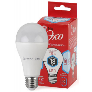 Лампа светодиодная Эра E27 18W 4000K ECO LED A65-18W-840-E27 Б0031708