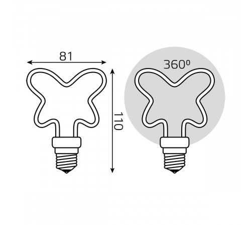 Светодиодная лампа Gauss Filament Artline Butterfly Е27 4W 2700К 1001802104 Светодиодная лампа Gauss Filament Artline Butterfly Е27 4W 2700К 1001802104