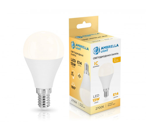 Светодиодная лампа Ambrella Light Bulbing E14 13W 2700K шар 451313
