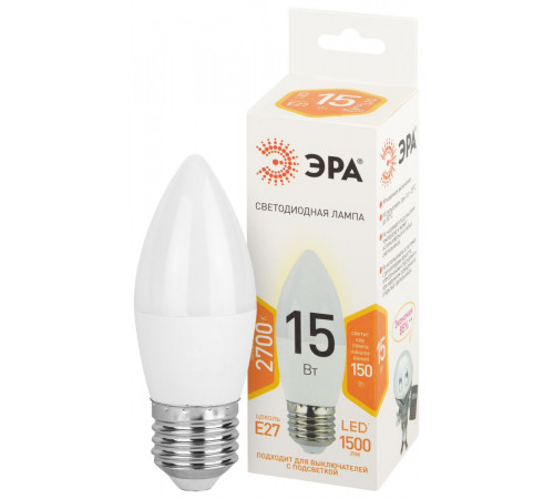 Лампа светодиодная Эра STD LED B35-15W-827-E27 2700K свеча