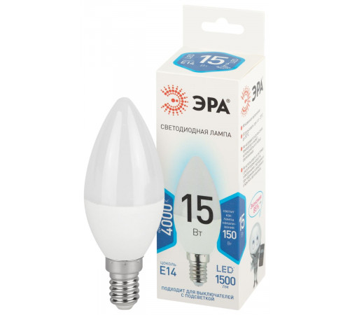 Лампа светодиодная Эра STD LED B35-15W-840-E14 4000K свеча