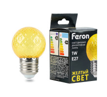 Лампа светодиодная Feron LB-385 шар желтый прозрачный E27 1W 230V 52161