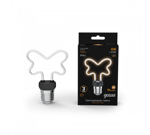 Светодиодная лампа Gauss Filament Artline Butterfly Е27 4W 2700К 1001802104 Светодиодная лампа Gauss Filament Artline Butterfly Е27 4W 2700К 1001802104