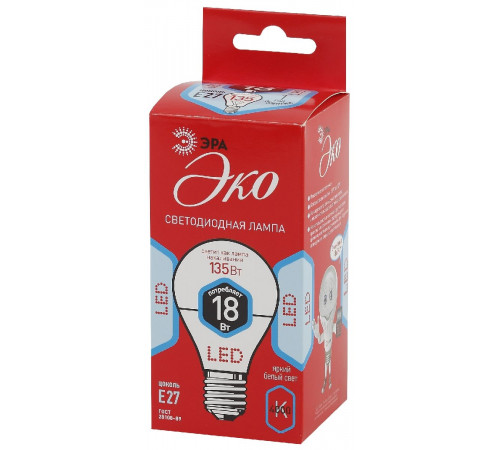Лампа светодиодная Эра E27 18W 4000K ECO LED A65-18W-840-E27 Б0031708 Лампа светодиодная Эра E27 18W 4000K ECO LED A65-18W-840-E27 Б0031708