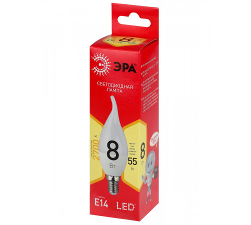 Лампа светодиодная Эра E14 8W 2700K LED BXS-8W-827-E14 R Б0051853
