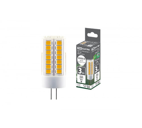 Лампа светодиодная TDM Electric G4 3W 6500K прозрачная SQ0340-0212