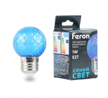 Лампа светодиодная Feron LB-385 шар синий прозрачный E27 1W 230V 52162