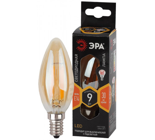 Лампа светодиодная Эра E14 9W 2700K F-LED B35-9W-827-E14 gold Б0047034