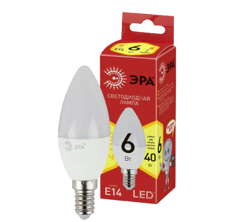 Лампа светодиодная Эра E14 6W 2700K ECO LED B35-6W-827-E14 Б0020618 Лампа светодиодная Эра E14 6W 2700K ECO LED B35-6W-827-E14 Б0020618