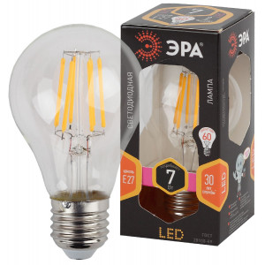 Лампа светодиодная Эра E27 7W 2700K F-LED A60-7W-827-E27 Б0043432