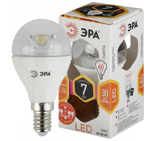 Светодиодная лампа Эра LED P45-7W-827-E14-Clear Б0017241 Светодиодная лампа Эра LED P45-7W-827-E14-Clear Б0017241
