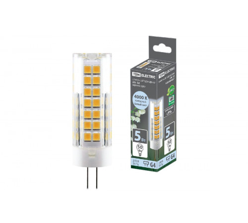 Лампа светодиодная TDM Electric G4 5W 4000K прозрачная SQ0340-0217