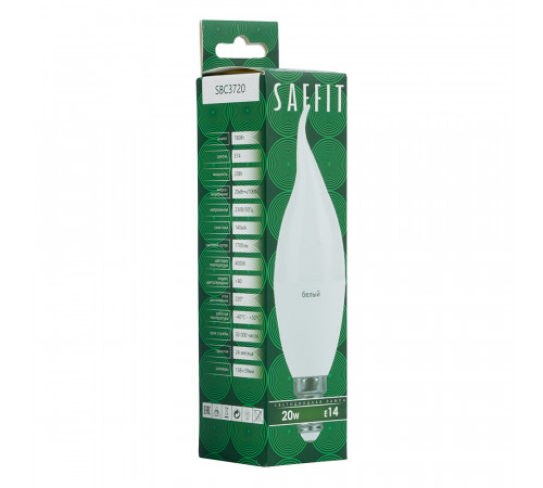 Лампа светодиодная Saffit SBC3720 cвеча на ветру матовая E14 20W 230V 4000K 55275