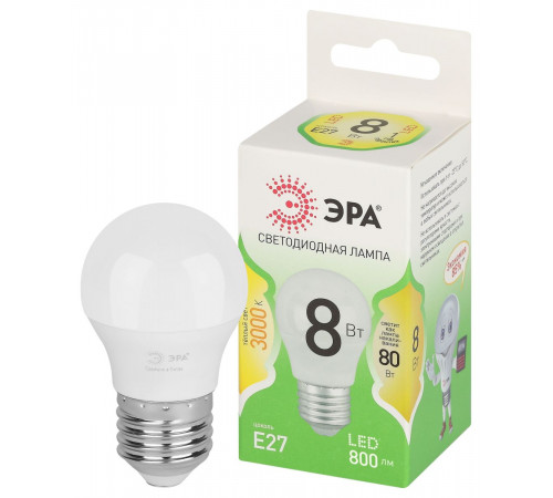 Светодиодная лампа Эра LED P45-8W-830-E27 GL Б0067023 Светодиодная лампа Эра LED P45-8W-830-E27 GL Б0067023