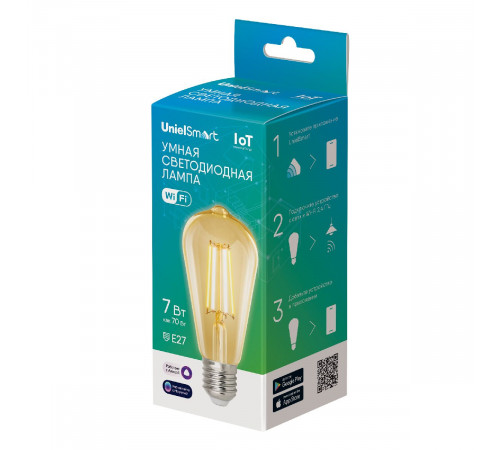 Лампа светодиодная умная Uniel LED-ST64-7W/SW/E27/230V/WF GLS82GO UL-00011657