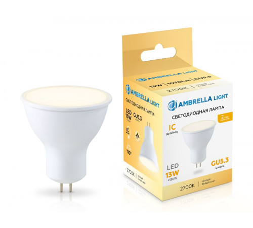 Светодиодная лампа Ambrella Light Bulbing GU5.3 13W 2700K 161303 Светодиодная лампа Ambrella Light Bulbing GU5.3 13W 2700K 161303