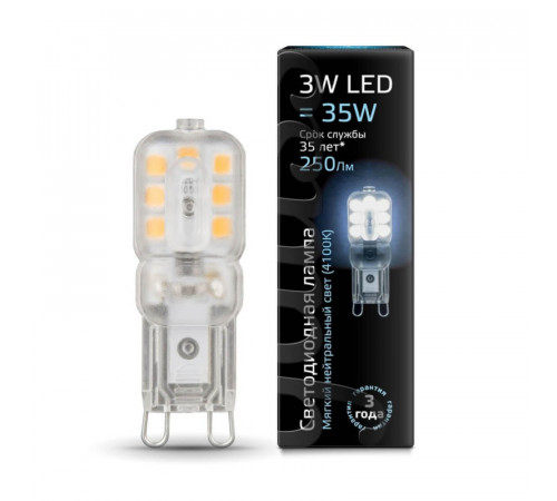 Лампа светодиодная Gauss G9 3W 4100K прозрачная 107409203