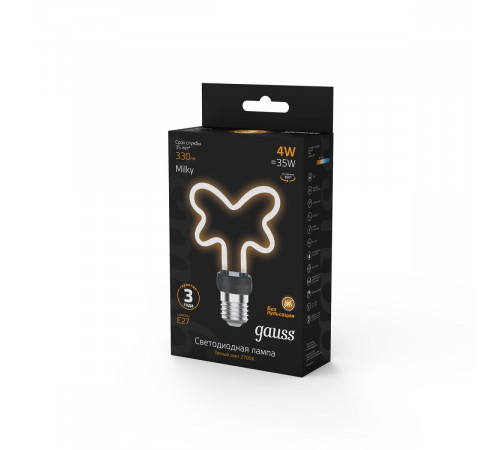 Светодиодная лампа Gauss Filament Artline Butterfly Е27 4W 2700К 1001802104 Светодиодная лампа Gauss Filament Artline Butterfly Е27 4W 2700К 1001802104