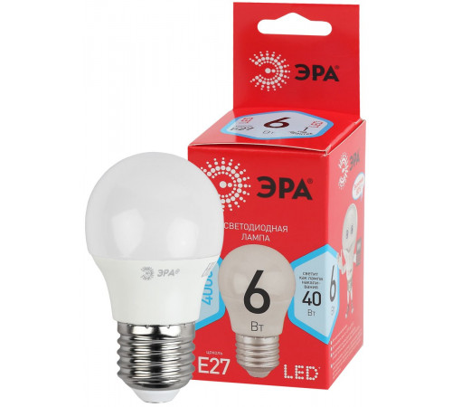 Светодиодная лампа Эра ECO LED P45-6W-840-E27 шар Б0020630