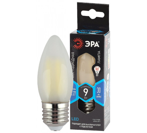 Лампа светодиодная Эра E27 9W 4000K F-LED B35-9w-840-E27 frost Б0046998