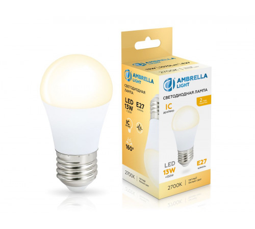 Светодиодная лампа Ambrella Light Bulbing E27 13W 2700K шар 451303