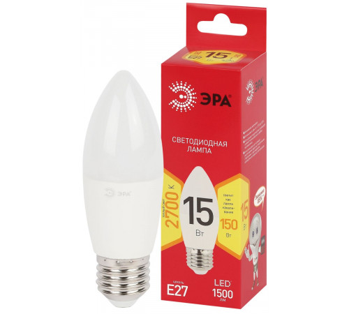 Лампа светодиодная Эра RED LINE LED B35-15W-827-E27 R 15Вт свеча Б0070088